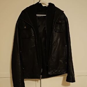7 Diamonds Dark Leather Military Jacket